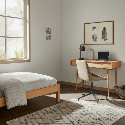 5. A teen boy’s room featuring a bright color palette