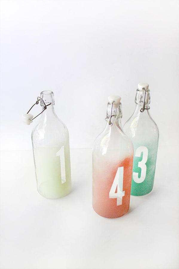 Colourful Glass Bottle Table Numbers