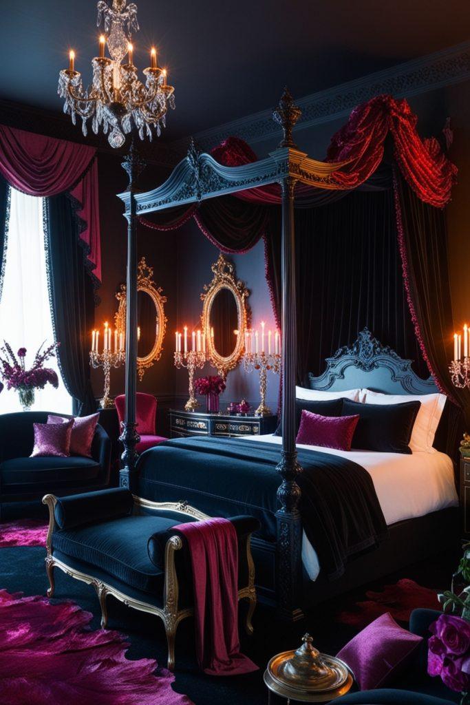 Beautiful Pink Dark Feminine Bedroom