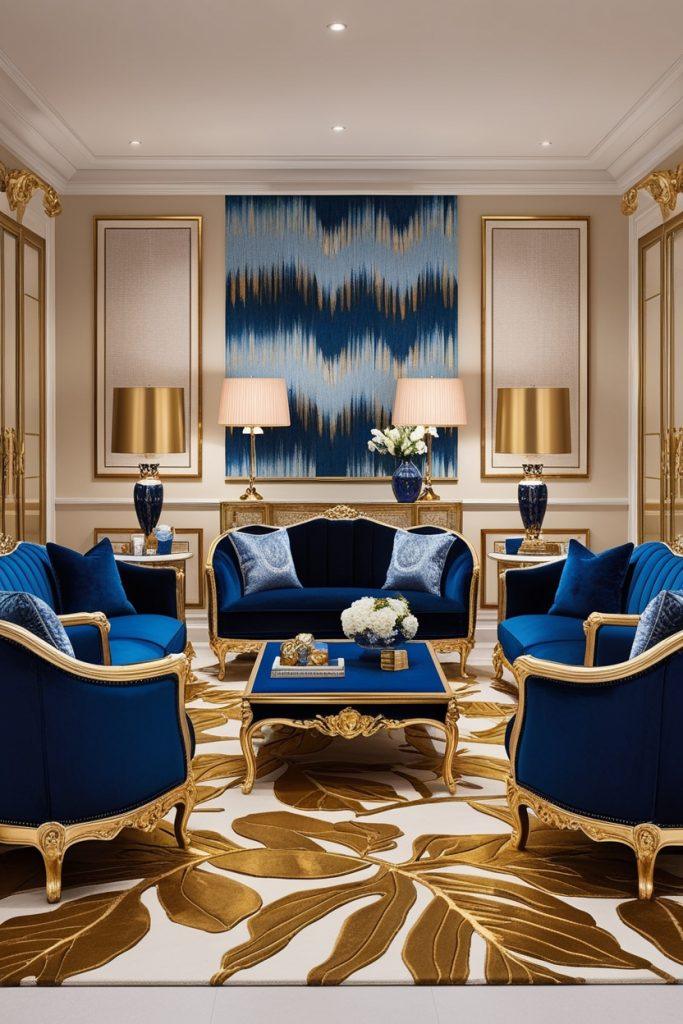 Blue And Gold Combination Living Room Ideas