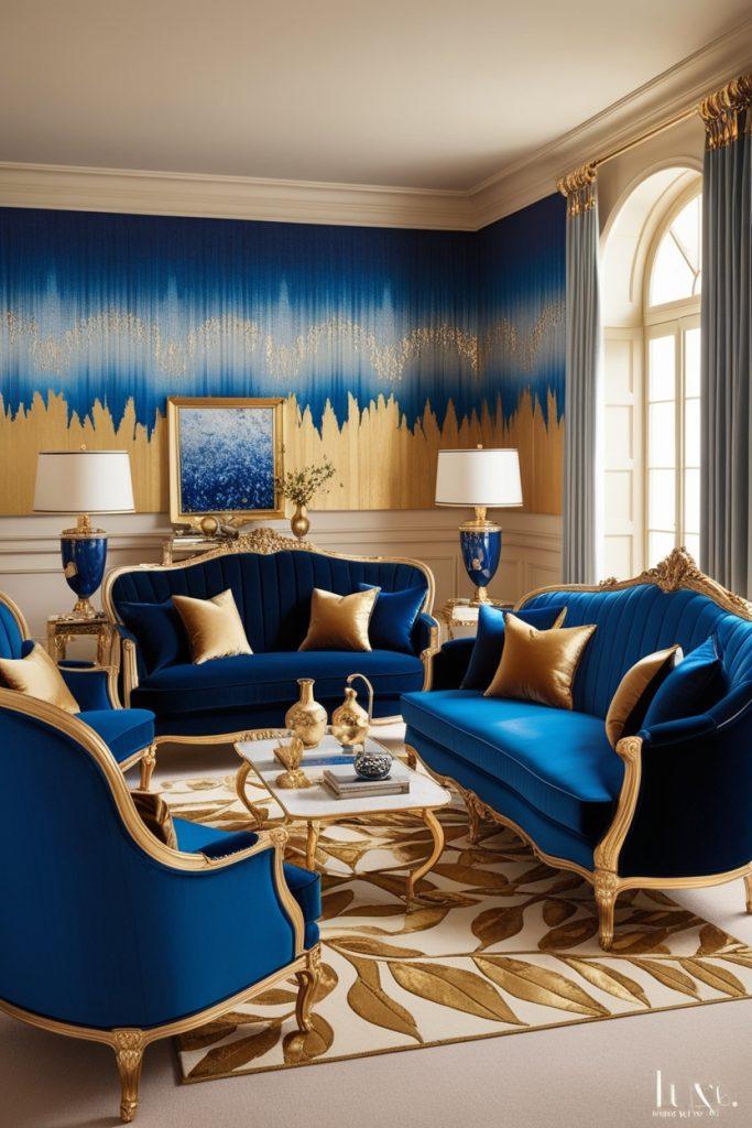 Excellent Creamy Gold & Blue Bedroom