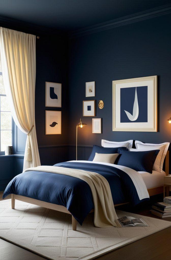 Minimalistic Navy Accents with White Contrast