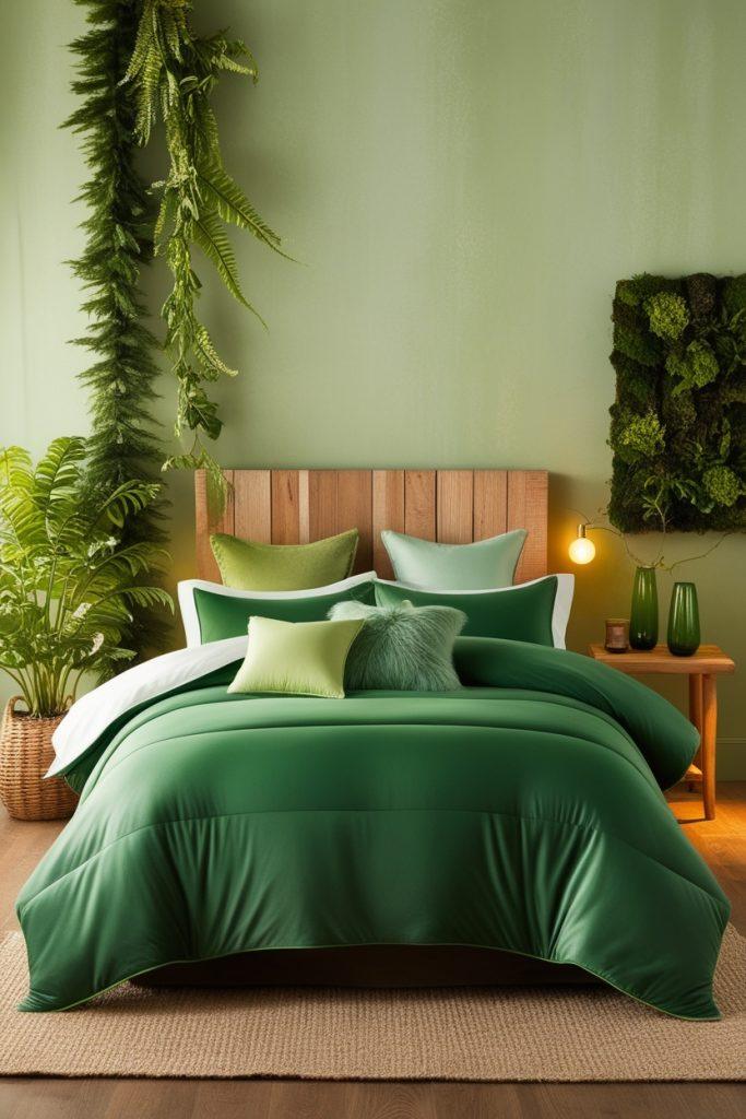 3. Beautiful Green Bedroom Wall Room Ideas