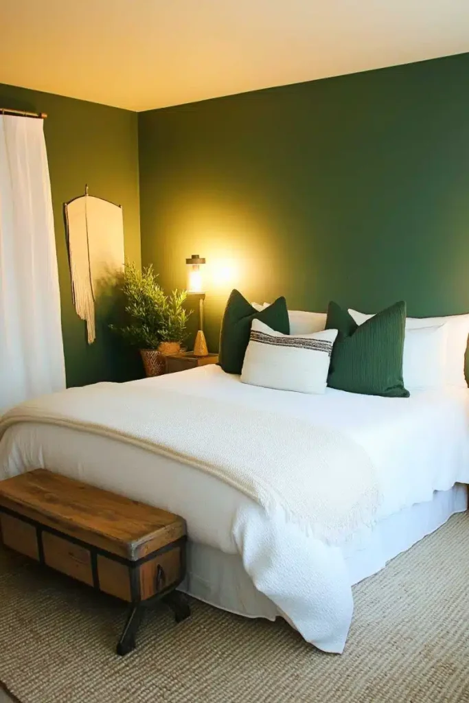 Green walls that whisper serenity Bedroom Ideas