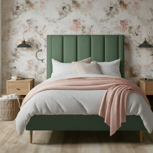 Sage Green And Blush Pink Bedding With A Floral Accent