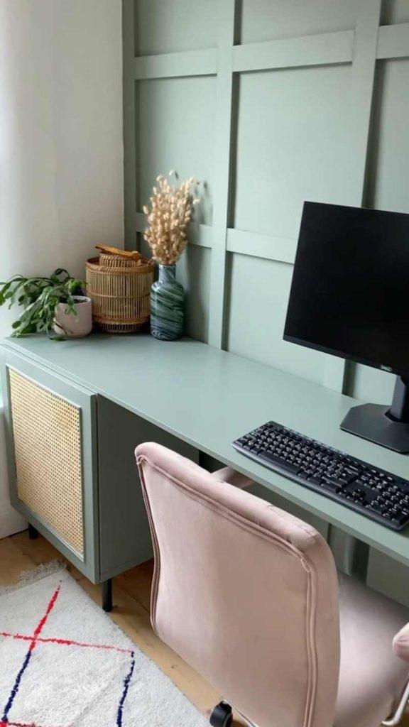 Match the desk and the cabinetry.