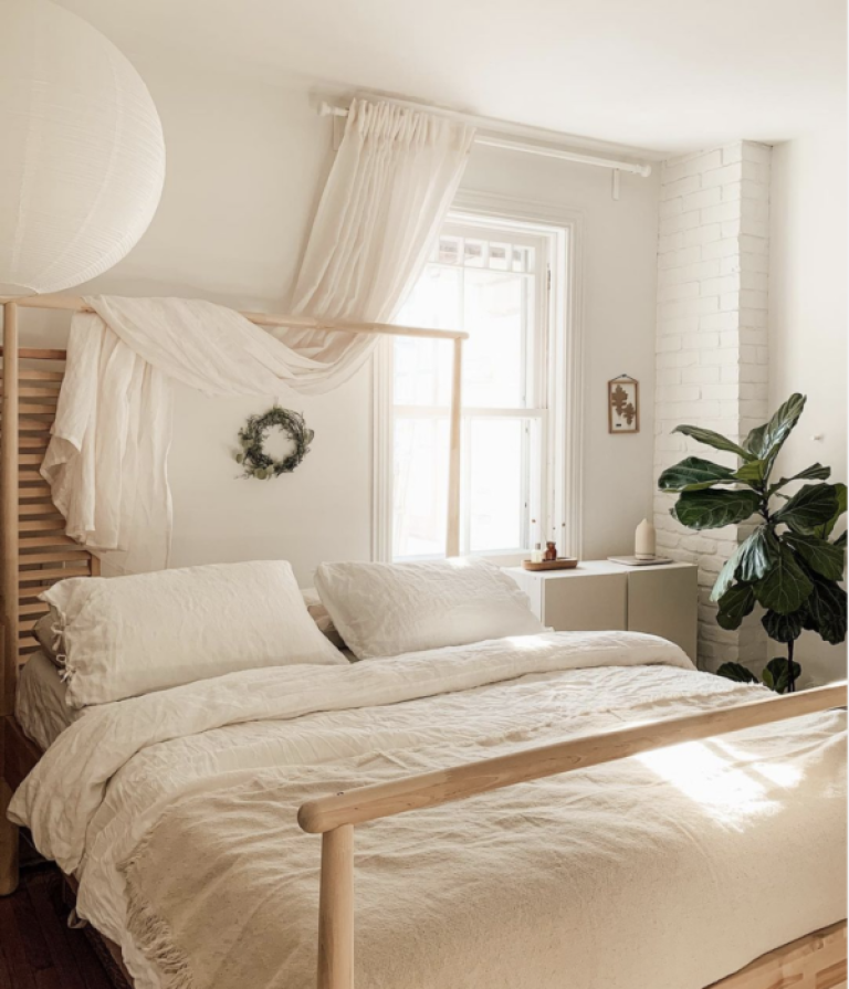 9. Japandi Bedroom Style Using IKEA Gjora Bed