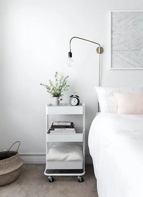7. IKEA Bar Cart as a Minimalist Bedside Table